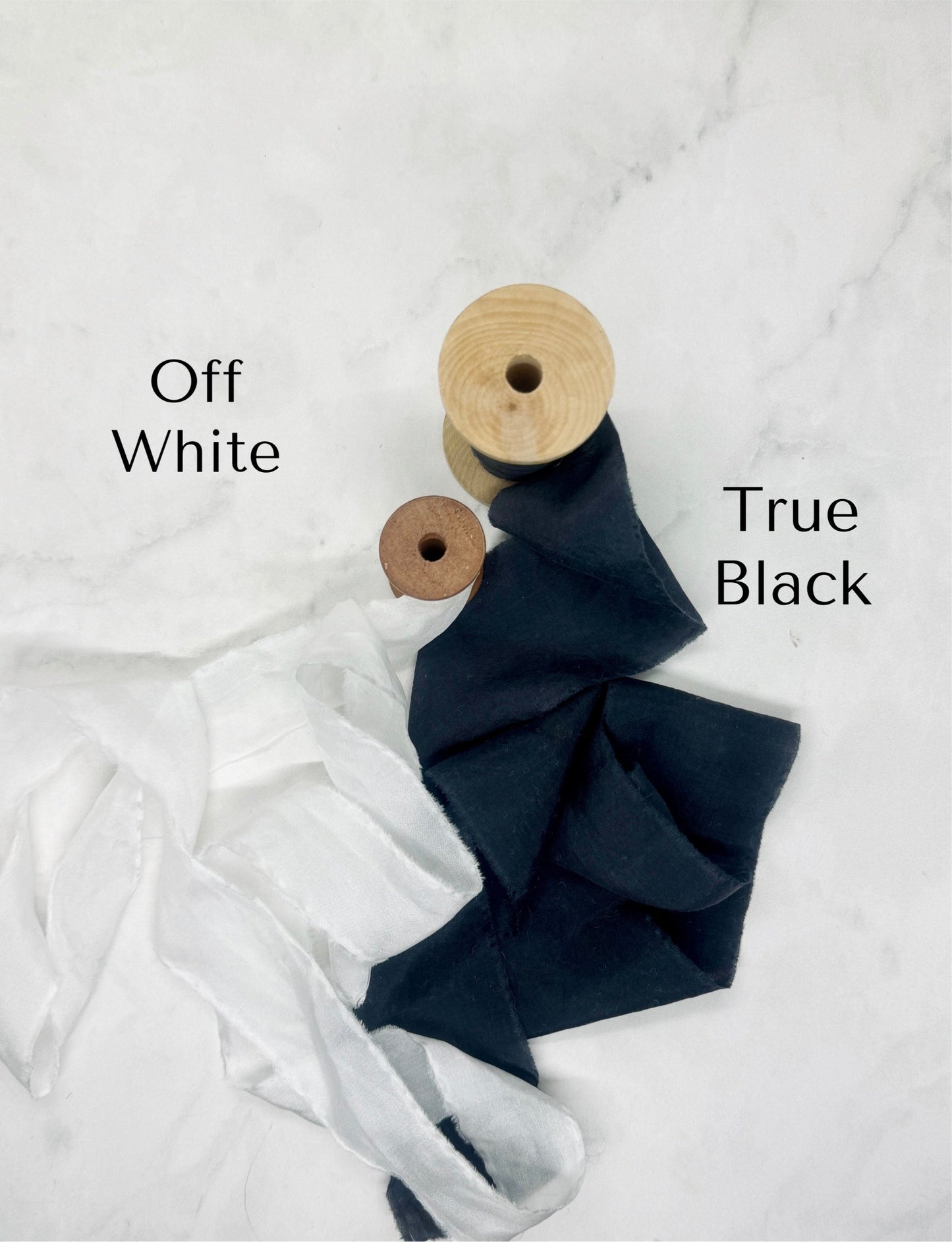 Silk & Pepper Plain Silk Ribbon in Black and White Tones