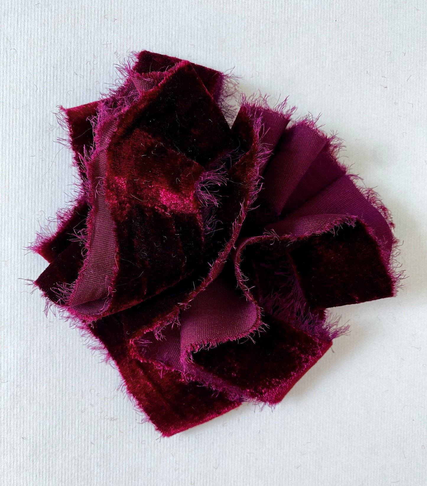 Limited Edition - Velvet Silk Ribbon in Mulberry Red by Silk & Pepper