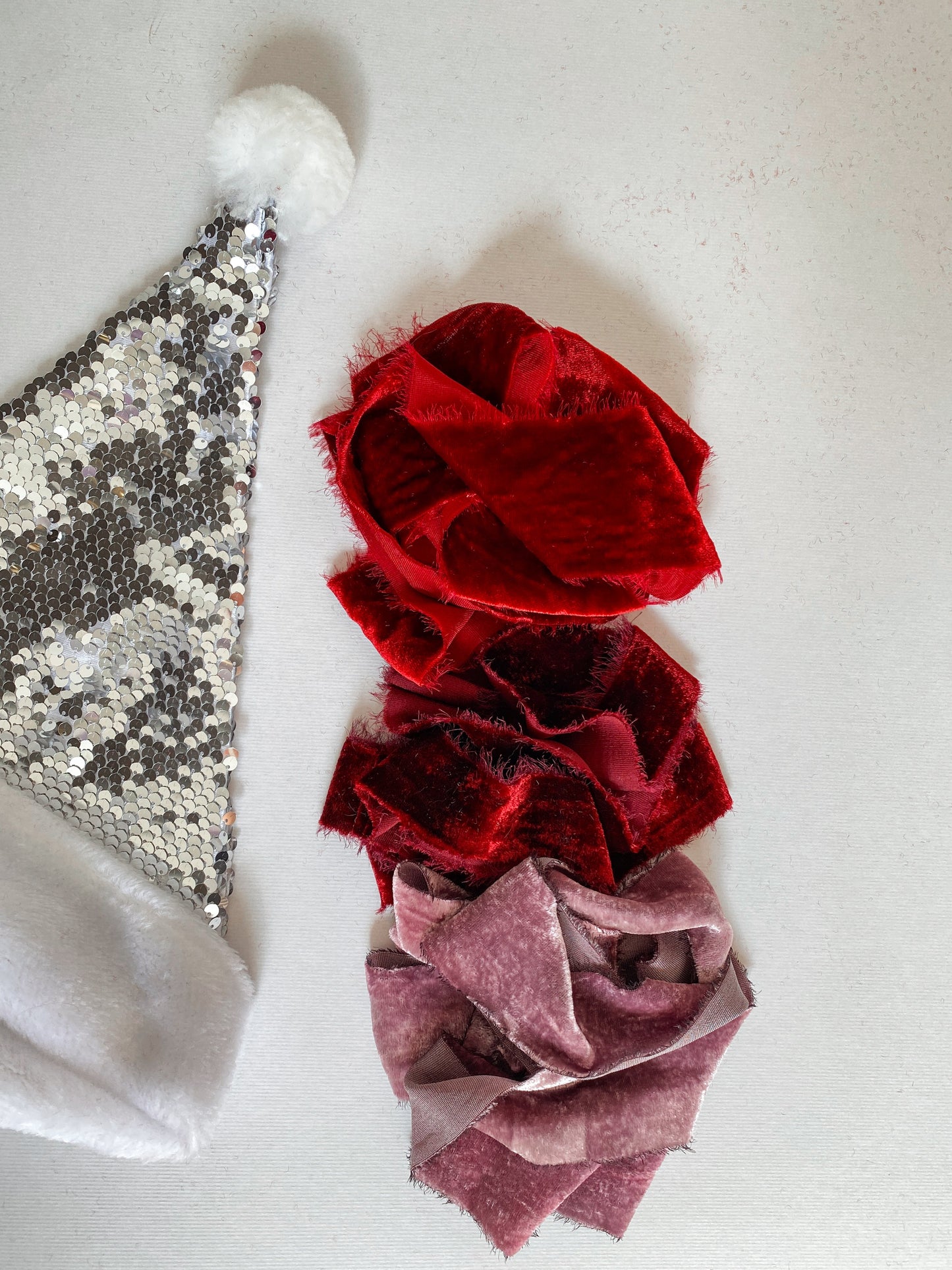 Last Units - Limited Edition - Silk Velvet Ribbon in Merlot by Silk & Pepper