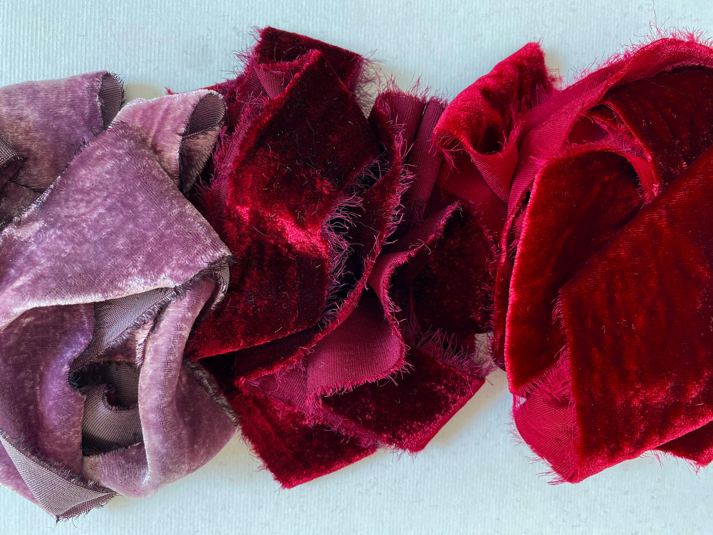 Limited Edition - Velvet Silk Ribbon in Mulberry Red by Silk & Pepper