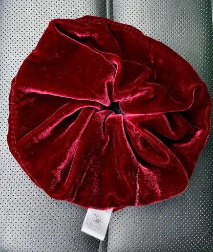 Large Velvet Silk Scrunchie in Red Merlot Tone