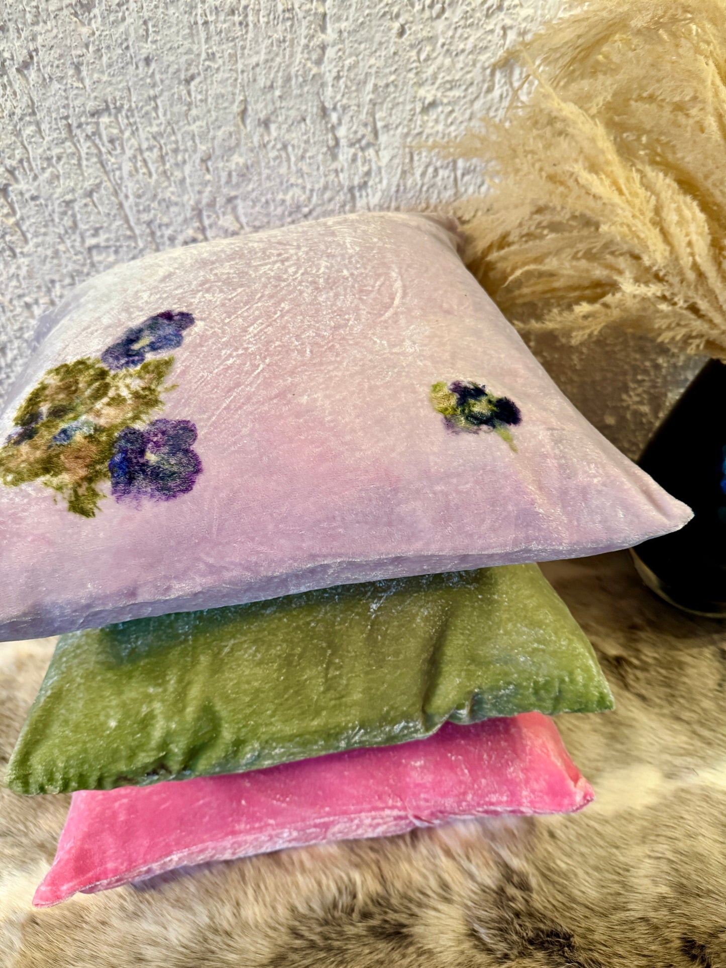 Cojines de Seda Terciopelo teñidos y estampados con Flores para el Día de las Madres 🌺 🌸🌷💐🌼 Silk & Pepper
