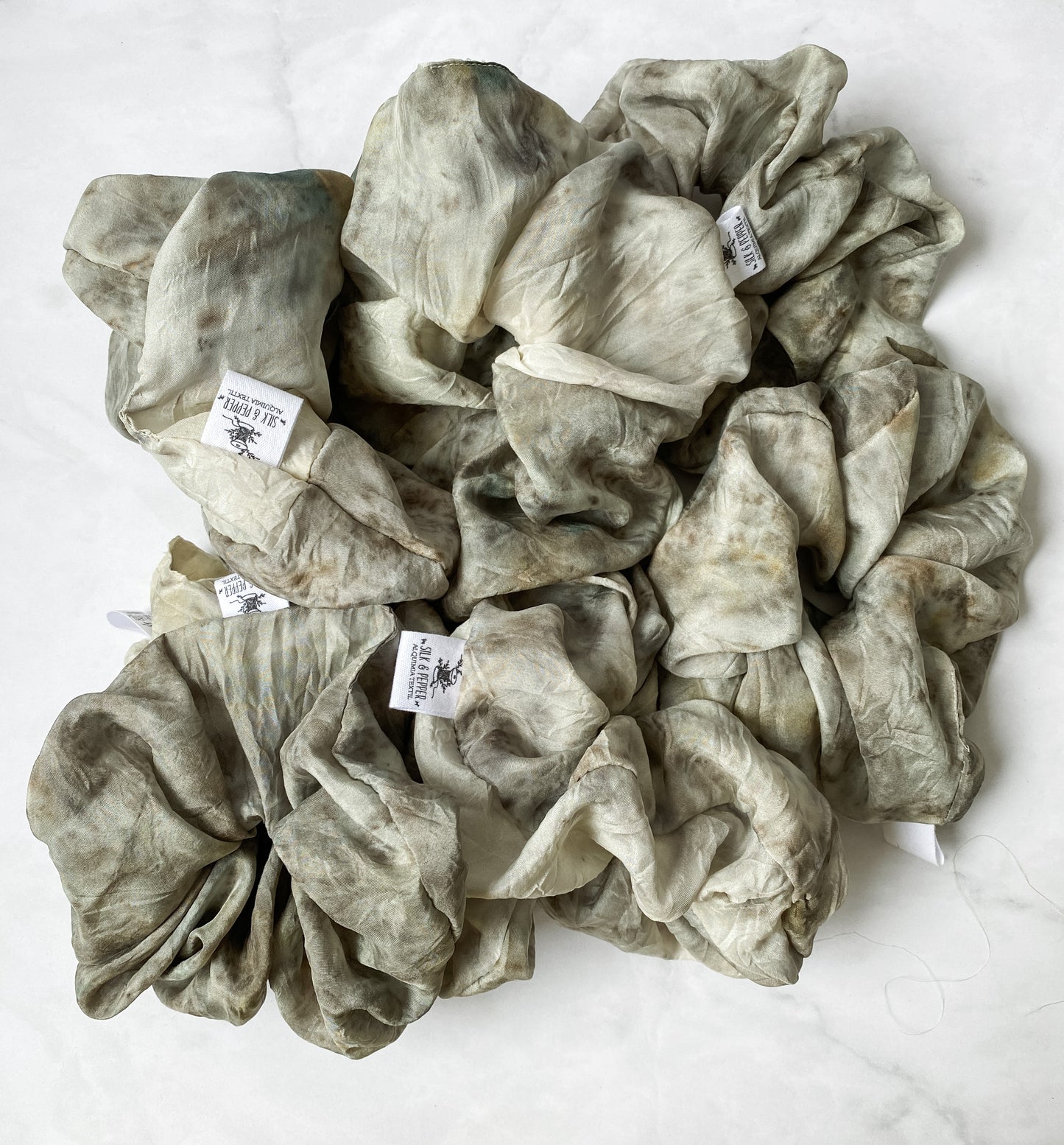 Luxurious Large Silk Scrunchie in Smokey Blue