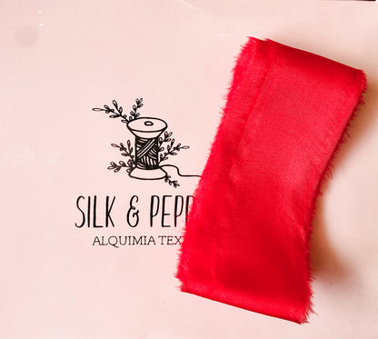 Limited Edition - Habotai Silk Ribbon in Poppy Red by Silk & Pepper