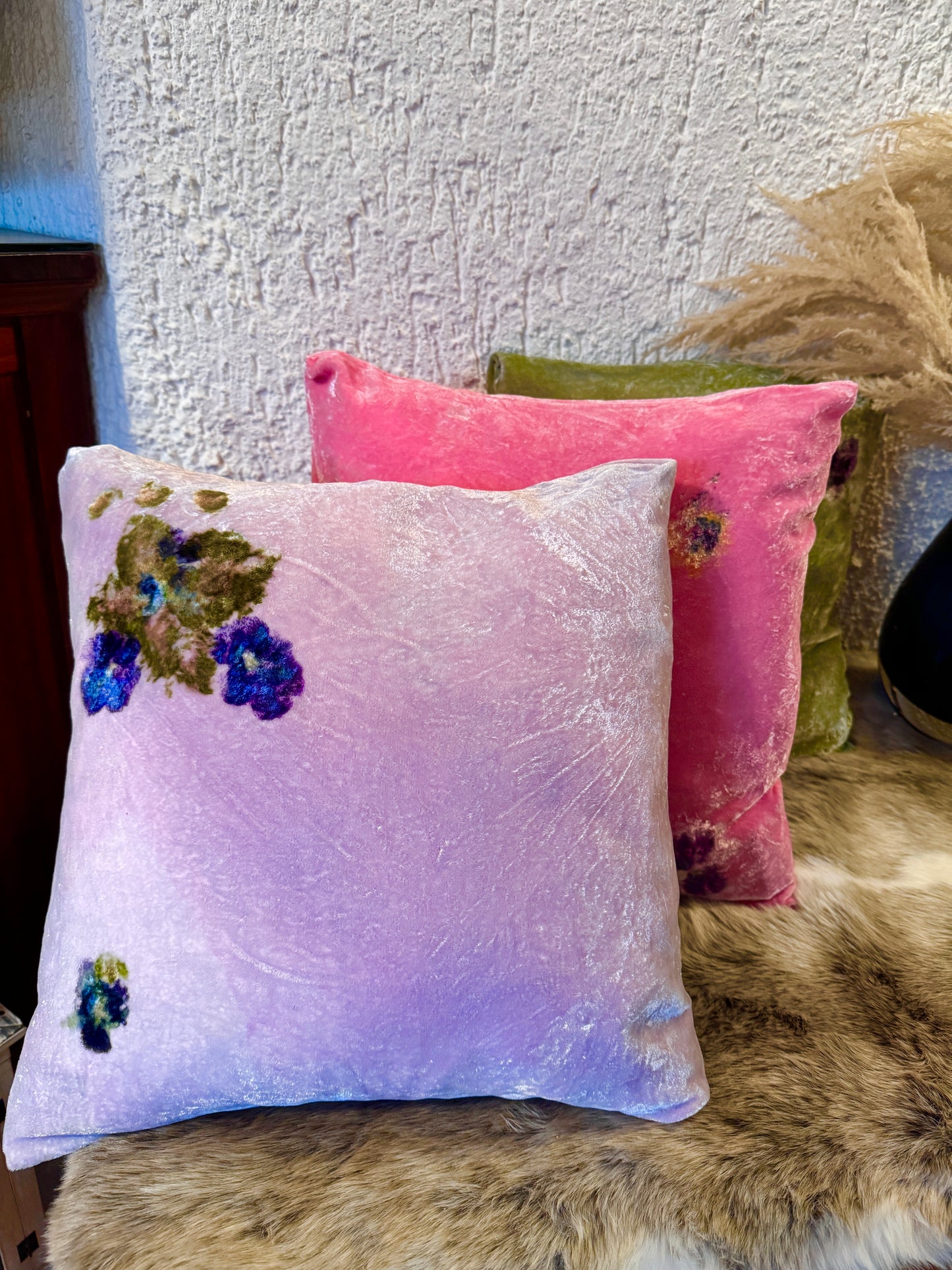 Cojines de Seda Terciopelo teñidos y estampados con Flores para el Día de las Madres 🌺 🌸🌷💐🌼 Silk & Pepper