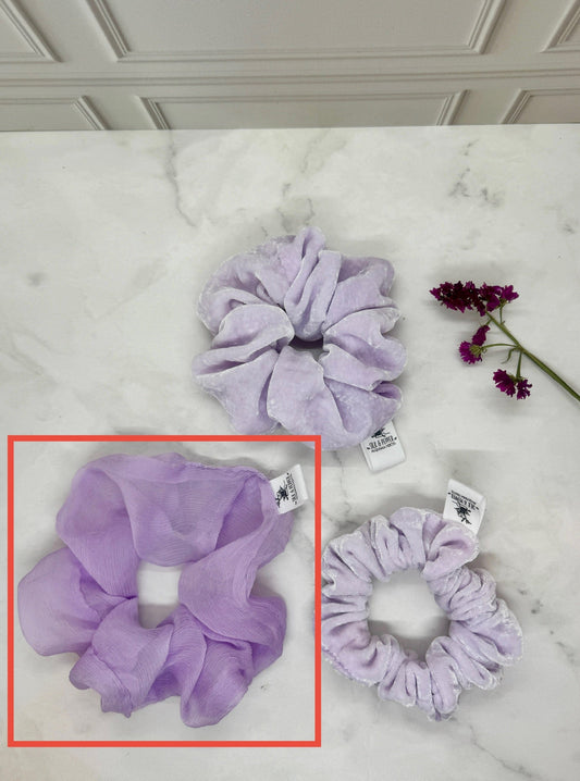 Luxurious Large Georgette Silk Scrunchie in Plum Blossom