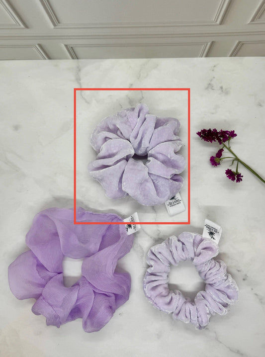 Luxurious Medium Silk Velvet Scrunchie in Plum Blossom