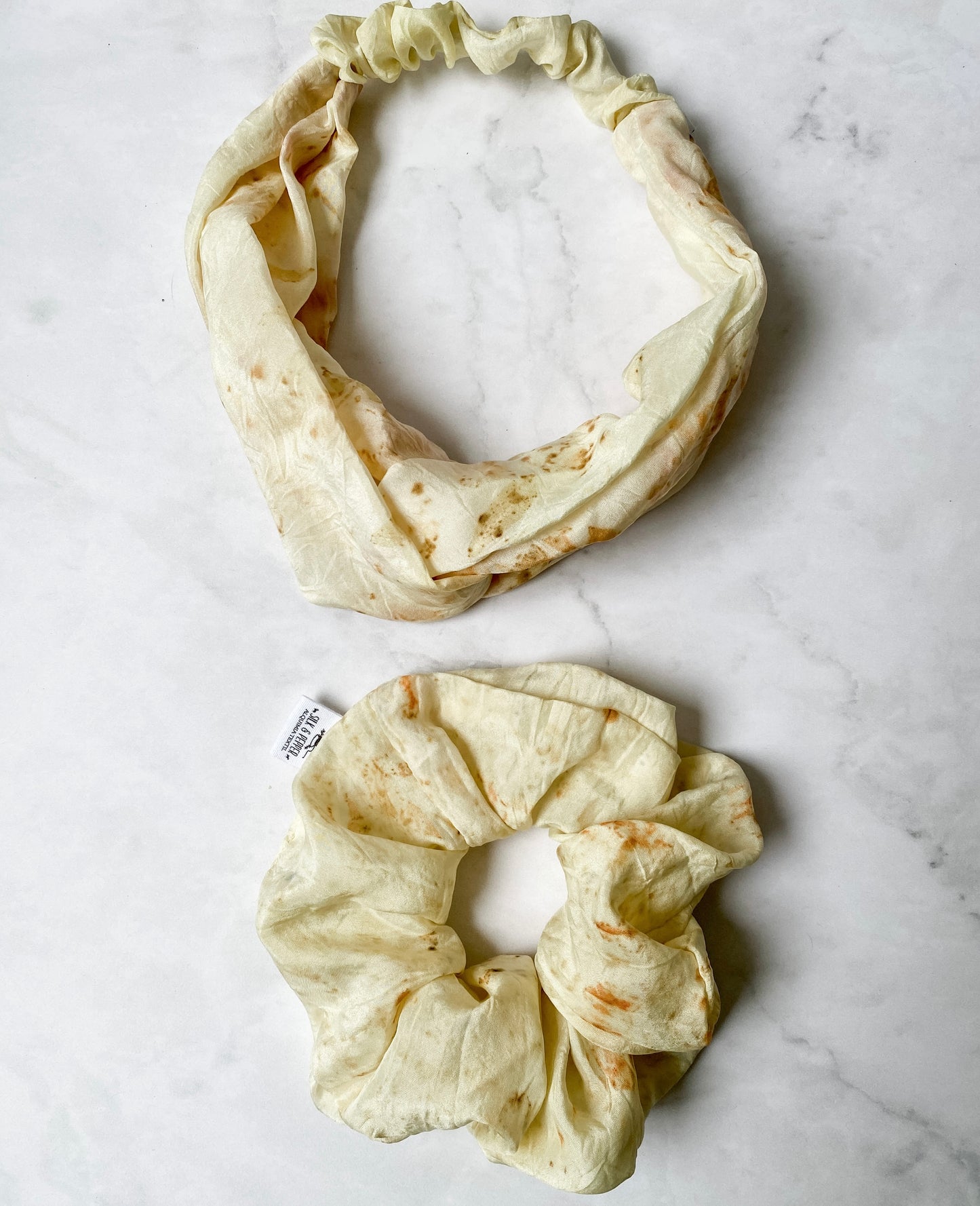 Luxurious Large Silk Scrunchie in Ecru Tone