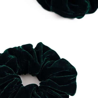 Large Velvet Silk Scrunchie in Emerald Green