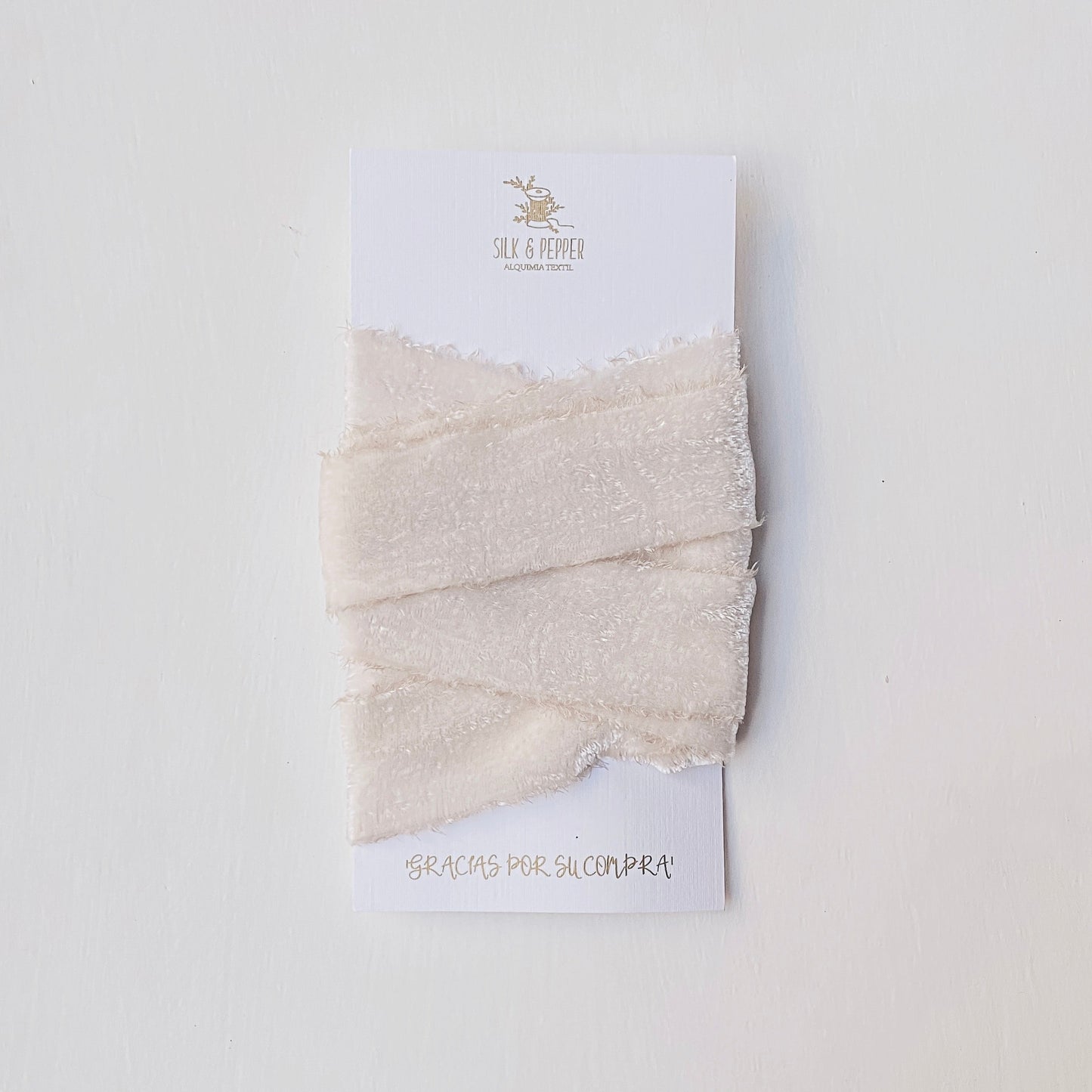 Limited Edition - Velvet Silk Ribbon in Bone by Silk &amp; Pepper